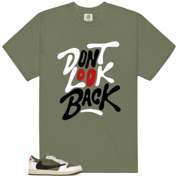 Travis Scott Medium Olive 1s Style: Don't Look Back Shirt