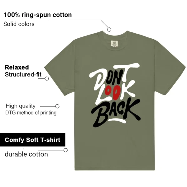 Travis Scott Medium Olive 1s Style: Don't Look Back Shirt Features