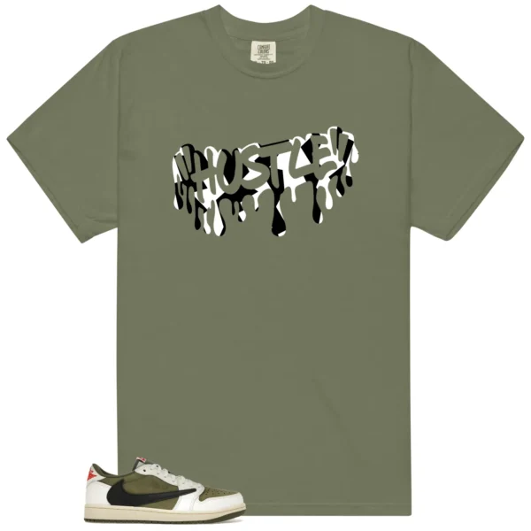 Hustle Drip Tee Matching Travis Scott Medium Olive 1s