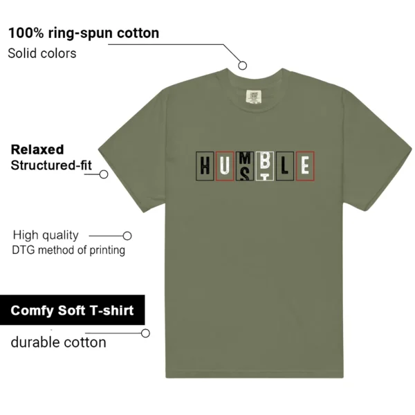 Travis Scott Medium Olive 1s - Hustle Humble T-Shirt Features