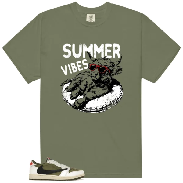 Summer Vibes Tee to Go with Travis Scott Medium Olive 1s