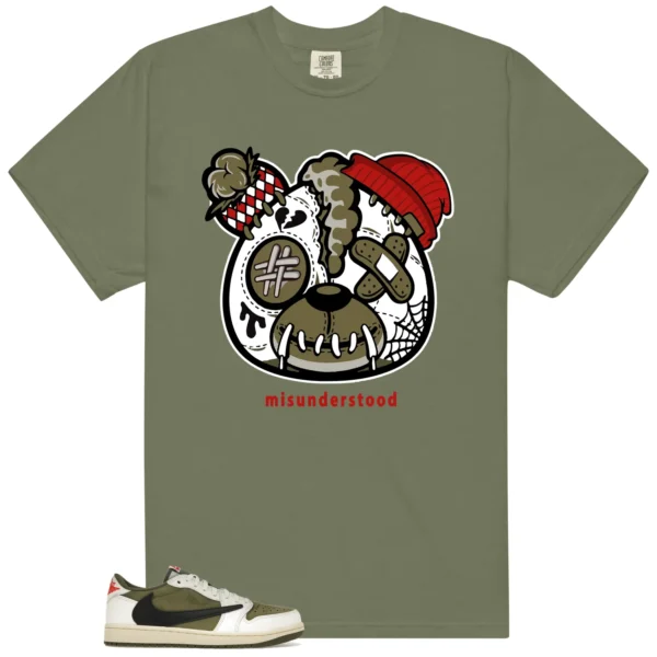 Travis Scott Medium Olive 1s Sneaker Matching Tee - Teddy Bear