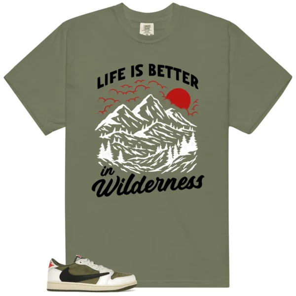 Wilderness Tee - Perfect with Travis Scott Medium Olive 1s