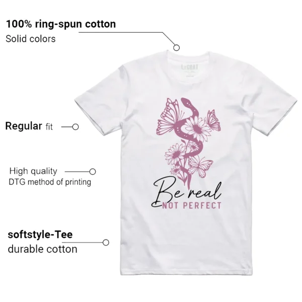 Be Real Tee to Match WMNS Air Jordan 4 Retro Orchid Features