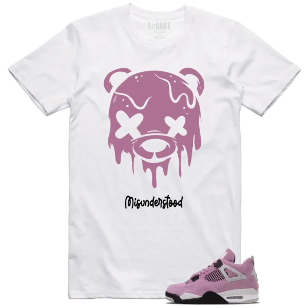 WMNS Air Jordan 4 Retro Orchid Matching Tee - Drippy Bear Graphic