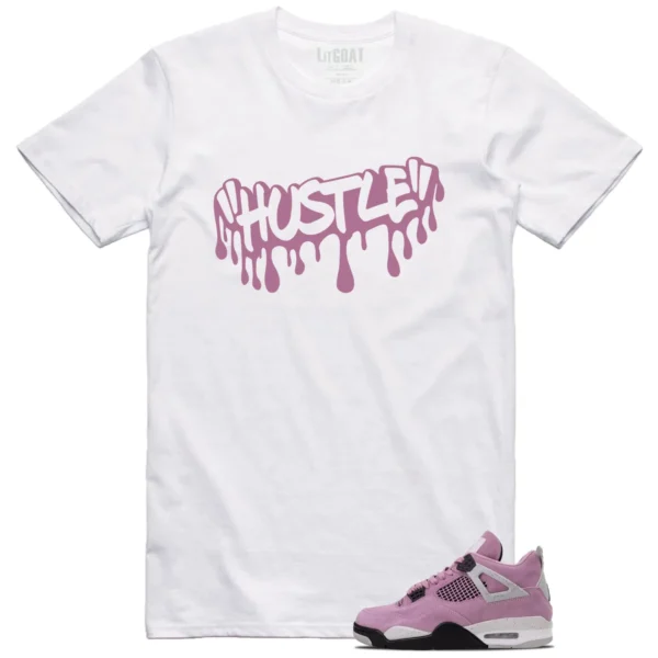 Hustle Drip Tee Matching WMNS Air Jordan 4 Retro Orchid