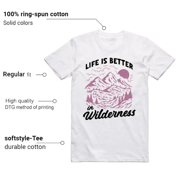 Wilderness Tee - Perfect with WMNS Air Jordan 4 Retro Orchid Features