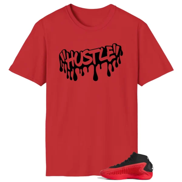 Hustle Drip Tee Matching adidas Anthony Edwards 1 Pure Ruby