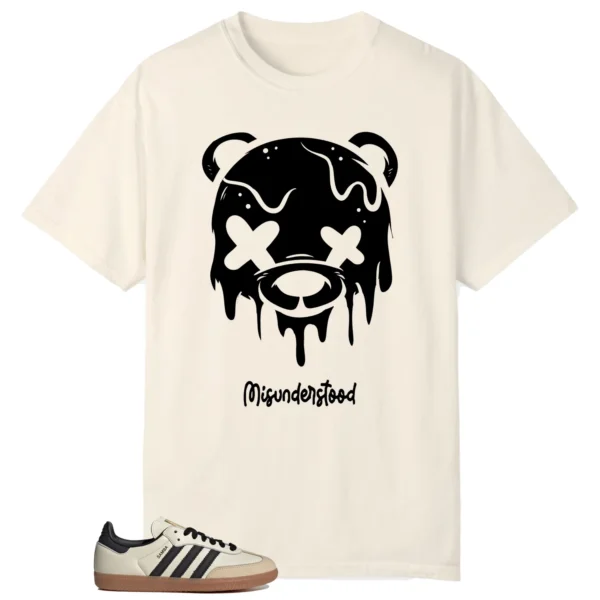 adidas Samba OG Cream White Sand Strata Matching Tee - Drippy Bear Graphic