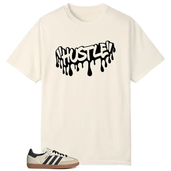 Hustle Drip Tee Matching adidas Samba OG Cream White Sand Strata