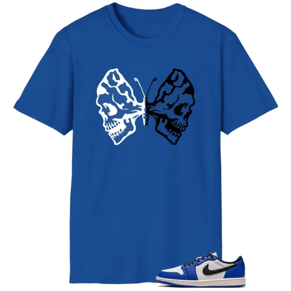 Butterfly Skulls Shirt for Air Jordan 1 Low Game Royal Fans