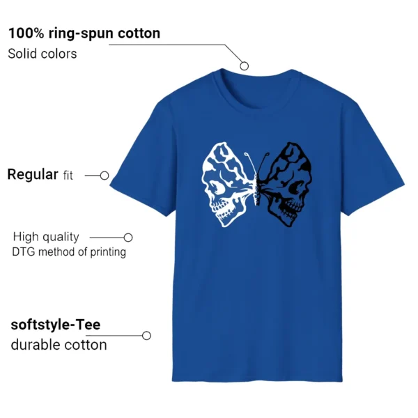 Butterfly Skulls Shirt for Air Jordan 1 Low Game Royal Fans Features