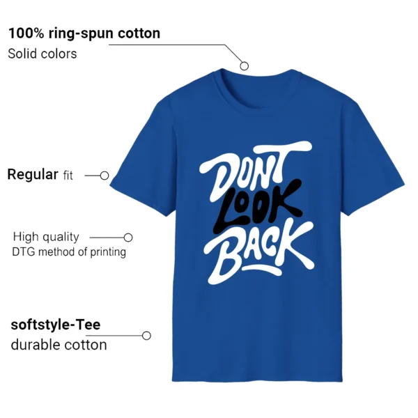 Air Jordan 1 Low Game Royal Style: Don't Look Back Shirt Features