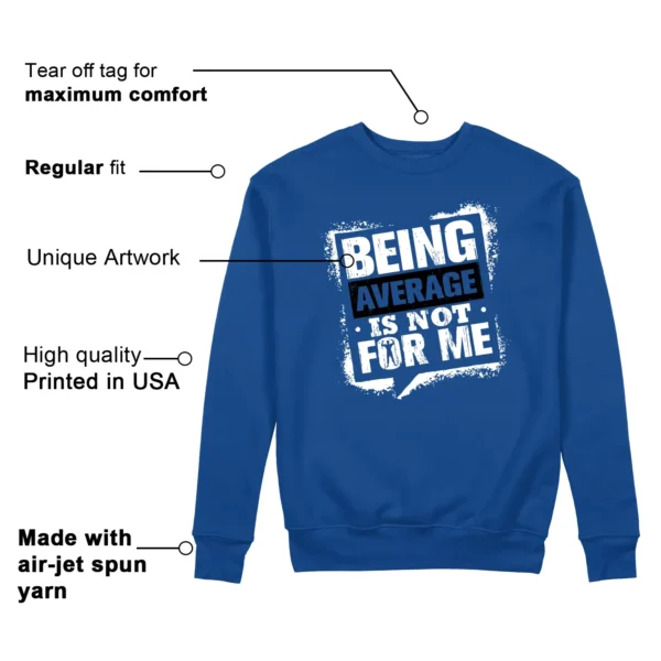 Average Not Me Sweatshirt Matches Air Jordan 1 Low Game Royal Sneaker Features