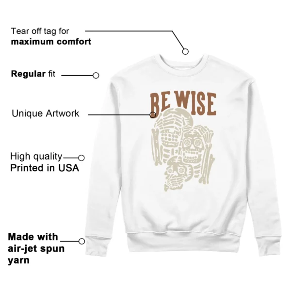 Jordan 1 Low SE Sail Archaeo Brown 'Be Wise' Matching Sweatshirt Features