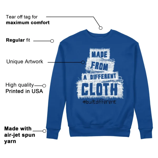 Built Different Sweatshirt for Air Jordan 1 Low Game Royal Features