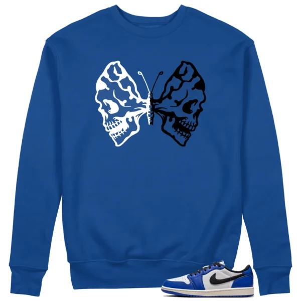 Butterfly Skulls Sweatshirt for Air Jordan 1 Low Game Royal Fans