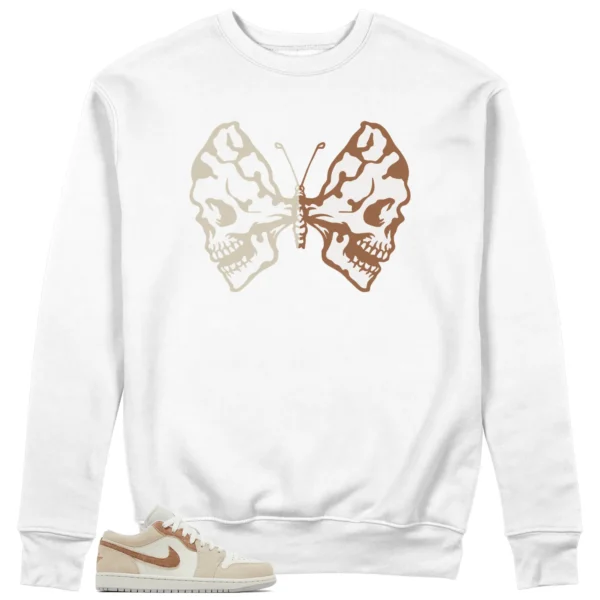 Butterfly Skulls Sweatshirt for Jordan 1 Low SE Sail Archaeo Brown Fans