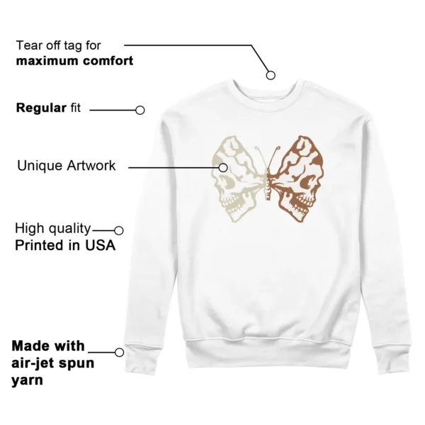 Butterfly Skulls Sweatshirt for Jordan 1 Low SE Sail Archaeo Brown Fans Features