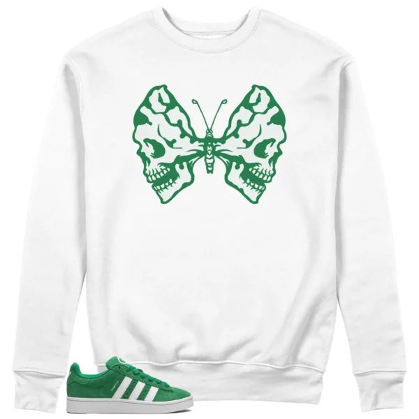 Butterfly Skulls Sweatshirt for adidas Campus 00s Green Cloud White Fans