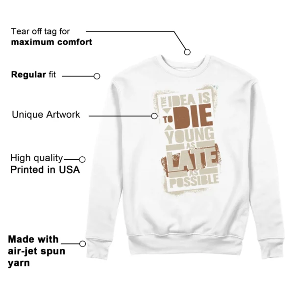 Die Young Sweatshirt to Match Jordan 1 Low SE Sail Archaeo Brown Features