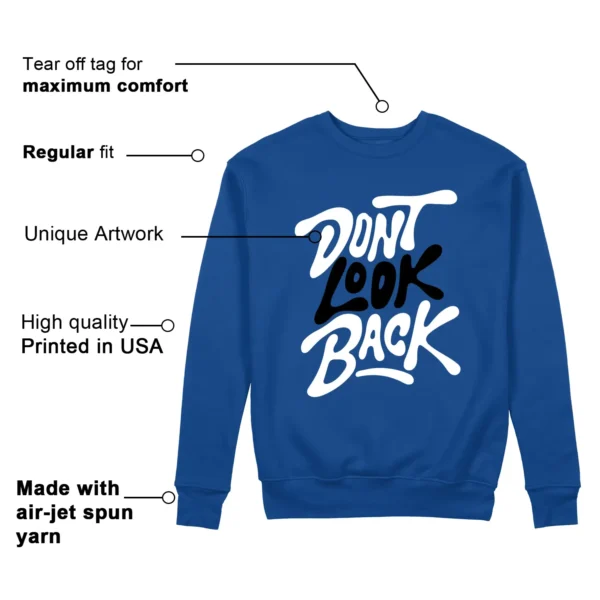 Air Jordan 1 Low Game Royal Style: Don't Look Back Sweatshirt Features