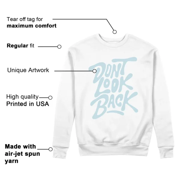 Nike Dunk Low White and Glacier Blue Style: Don't Look Back Sweatshirt Features