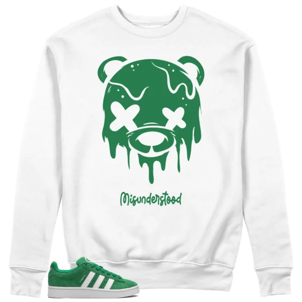 adidas Campus 00s Green Cloud White Matching Sweat - Drippy Bear Graphic