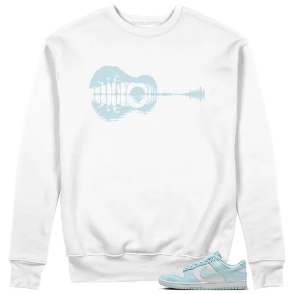 Guitar Sweatshirt for Nike Dunk Low White and Glacier Blue Sneaker