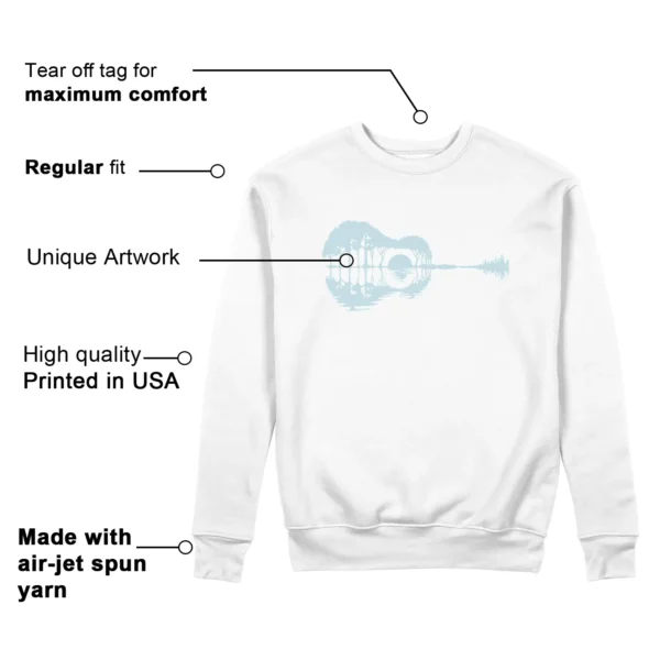 Guitar Sweatshirt for Nike Dunk Low White and Glacier Blue Sneaker Features