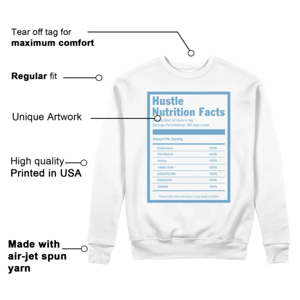 Hustle Facts: Motivational Sweatshirt for Jordan 11 Legend Blue Features