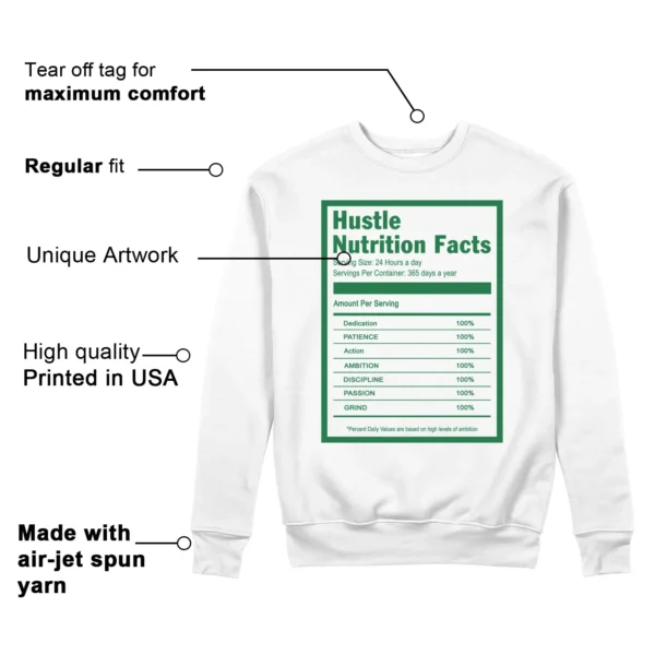 Hustle Facts: Motivational Sweatshirt for adidas Campus 00s Green Cloud White Features