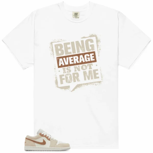 Average Not Me Tee Matches Jordan 1 Low SE Sail Archaeo Brown Sneaker