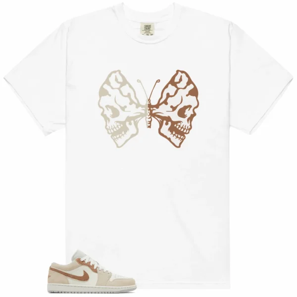 Butterfly Skulls Shirt for Jordan 1 Low SE Sail Archaeo Brown Fans