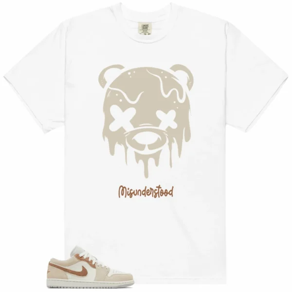 Jordan 1 Low SE Sail Archaeo Brown Matching Tee - Drippy Bear Graphic