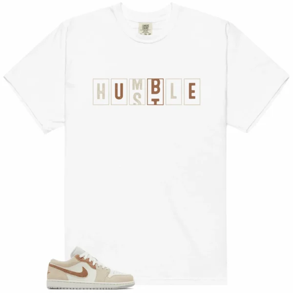 Jordan 1 Low SE Sail Archaeo Brown - Hustle Humble T-Shirt