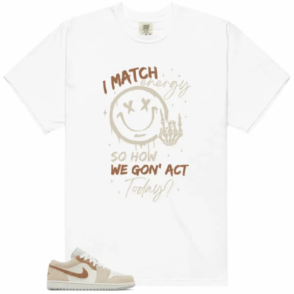 Jordan 1 Low SE Sail Archaeo Brown Matching Tee Shirt - Match Energy