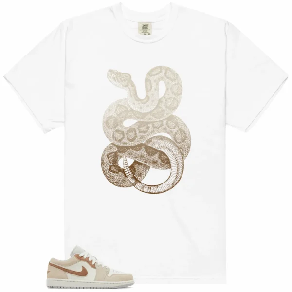 Python Snake Shirt for Jordan 1 Low SE Sail Archaeo Brown Sneaker