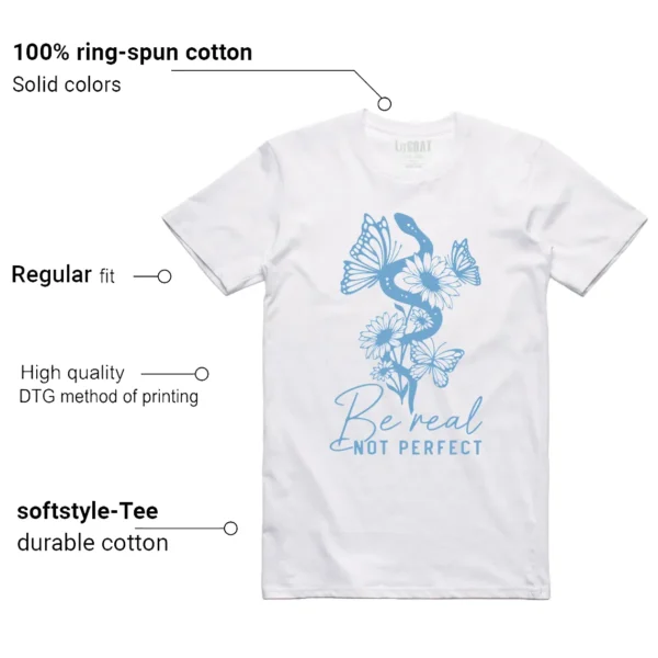 Be Real Tee to Match Jordan 11 Legend Blue Features