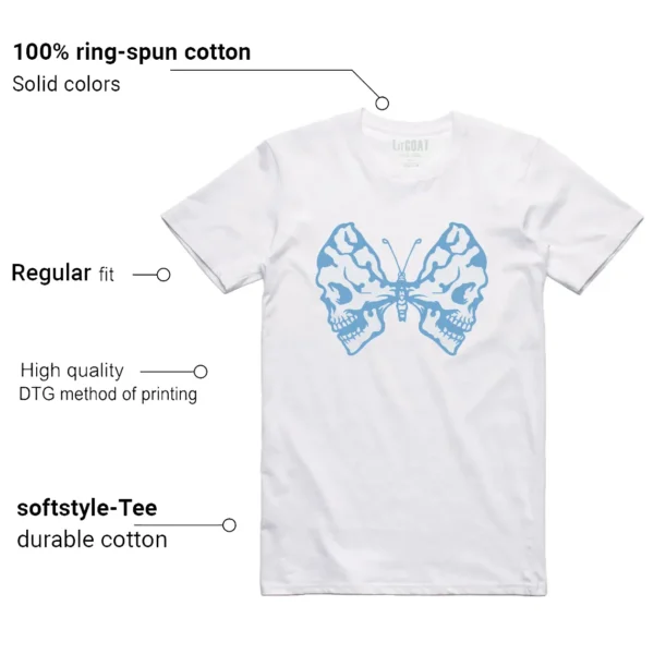 Butterfly Skulls Shirt for Jordan 11 Legend Blue Fans Features