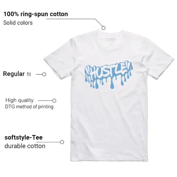 Hustle Drip Tee Matching Jordan 11 Legend Blue Features