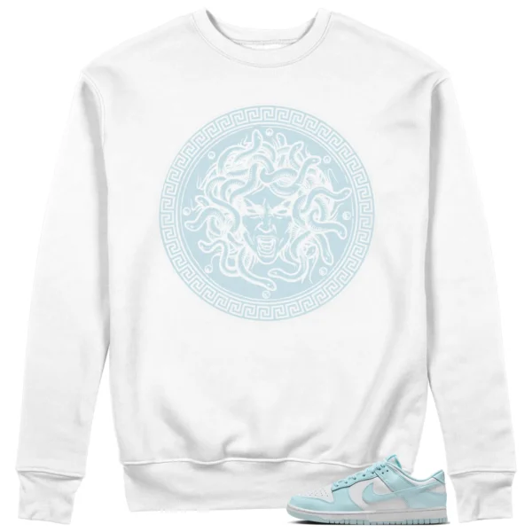 Medusa Sweatshirt for Nike Dunk Low White and Glacier Blue Kicks