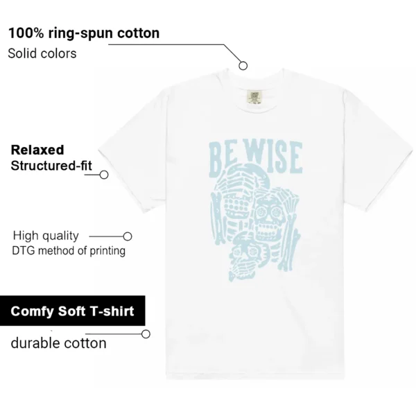 Nike Dunk Low White and Glacier Blue 'Be Wise' Matching Shirt Features