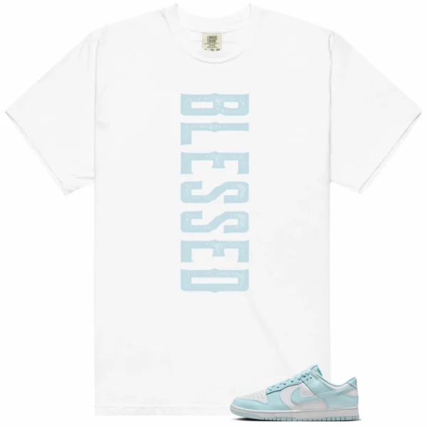 Blessed Tee | Nike Dunk Low White and Glacier Blue Matchshirt