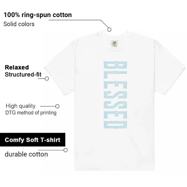 Blessed Tee | Nike Dunk Low White and Glacier Blue Matchshirt Features