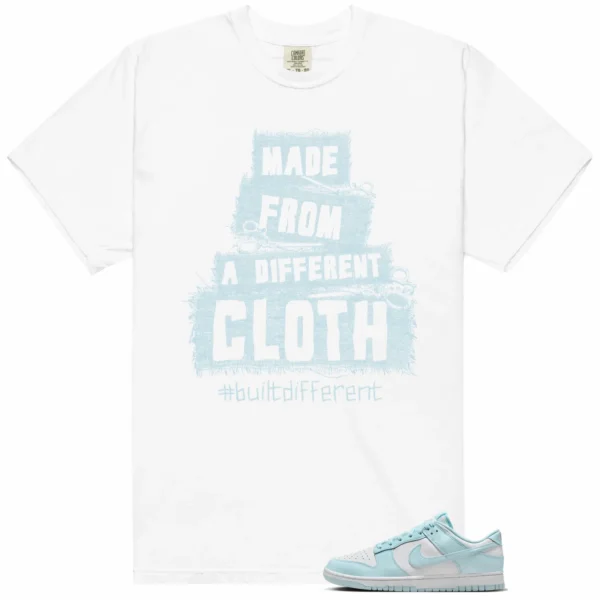 Built Different Tee for Nike Dunk Low White and Glacier Blue