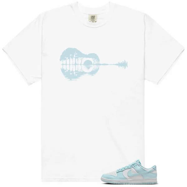 Guitar Shirt for Nike Dunk Low White and Glacier Blue Sneaker