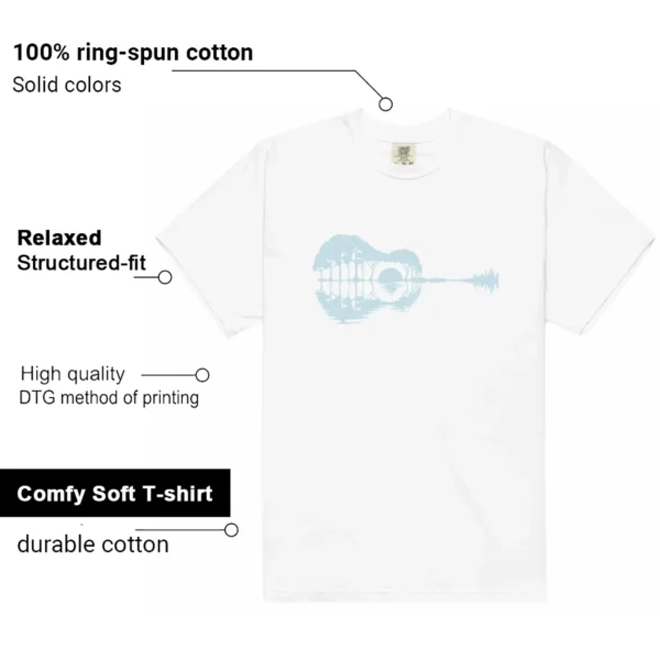 Guitar Shirt for Nike Dunk Low White and Glacier Blue Sneaker Features