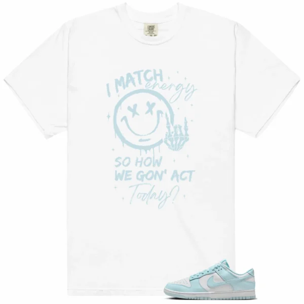 Nike Dunk Low White and Glacier Blue Matching Tee Shirt - Match Energy