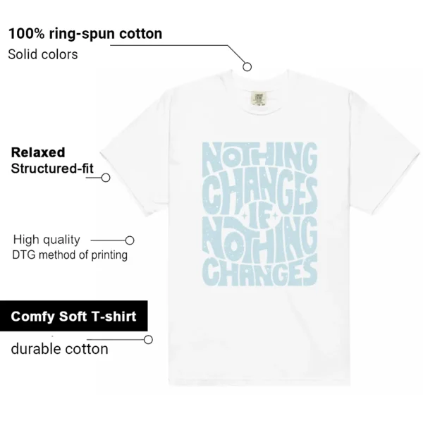 Nike Dunk Low White and Glacier Blue Style: Nothing Changes Tee Features